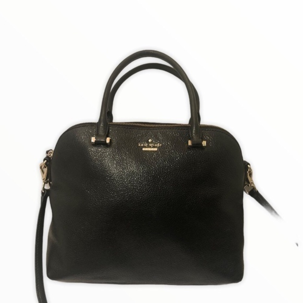 Kate spade black shimmer leather dome satchel bag